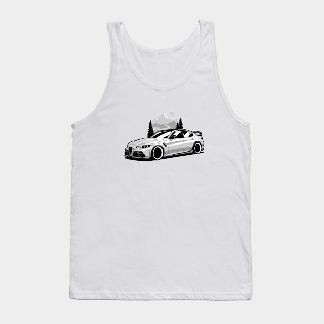 White Giulia Mountains Tank Top by KaroCars